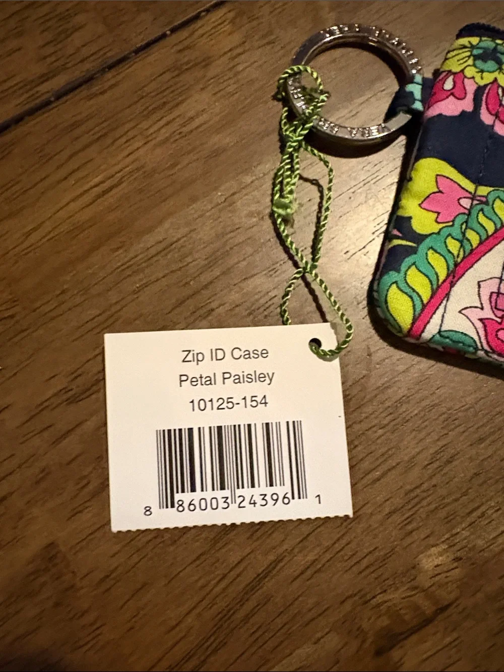 Vera Bradley Navy Floral Zip ID Case with Pink & Green Accents